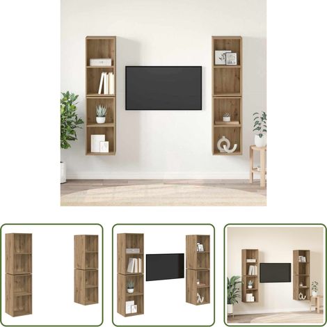 vidaXL Holzregal -  TV-Schrankset 4 pcs Artisan-Eiche 37 x 37 x 72 cm Holzwerkstoff (1/5)