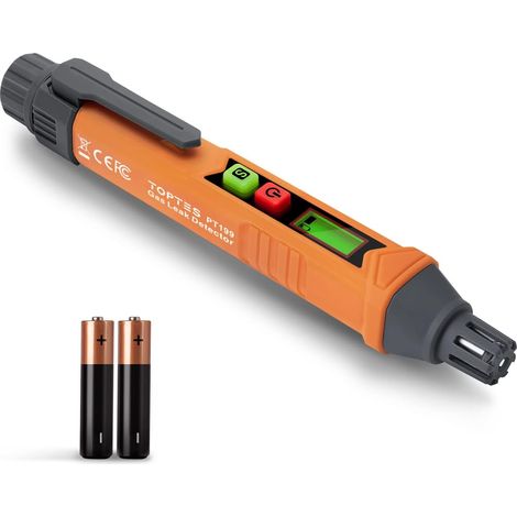 Détecteur de Fuite de Gaz Naturel Portable Propane, Butane, Méthane pour Camping Car (Pile x2 Incluse) avec Alarme Sonore et Visuelle - Orange (1/5)