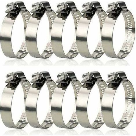 304 Collier de Serrage Inox,Collier de Serrage Métallique Diamètre Réglable de 27 à 51 mm,Collier de Serrage Pour Piscine Pour la Fixation des Tuyaux 10 Pièces， (1/4)