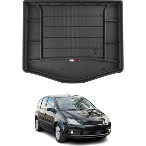 Tapis de Coffre 3D TPE Premium Compatible avec Ford C-Max 2003-2010 - Bac de Protection de Coffre Intérieur antidérapant Revêtement de Coffre Bords Hauts pour Voiture Noir