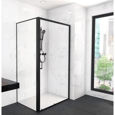 Marwell Glasdusche City 80 x 120 x 200 cm - schwarz - Eckdusche - Duschkabine - Dusche - Duschabtrennung - Duschwand - schwarze Dusche (1/4)