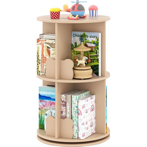 COSTWAY Libreria Girevole per Bambini, Scaffale Moderna in Legno a 2 Ripiani, Libreria Salvaspazio per Soggiorno, Camera da Letto e Studio, 40 x 65 cm (Naturale) (1/5)