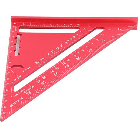 Dreieckiger Winkel aus Aluminiumlegierung mit roter elektrophoretischer Lackierung, klares, skaliertes Zimmermannslineal, Präzisionsmesswerkzeug für die Holzbearbeitung (1/5)
