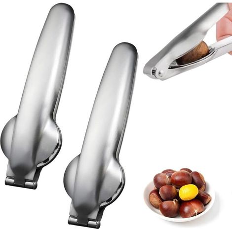 Pince à Châtaignes 2 Pièces Inox Casse-Noix Robuste Outil Manuel Pratique Décorticage Rapide Fruits Secs Noisettes (1/5)