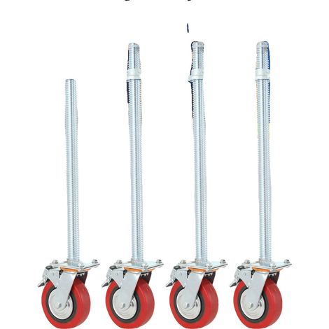 Roues d'échafaudage, Capacité de charge 750kg, Diamètre 190mm, Construction en aluminium, Compatibilité universelle, Mécanisme de verrouillage (1/5)