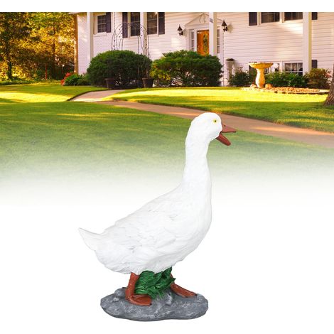 Figura de pato, escultura decorativa de animal hecha de resina, para uso interior y exterior, decoración de jardín, Mano L White (1/5)