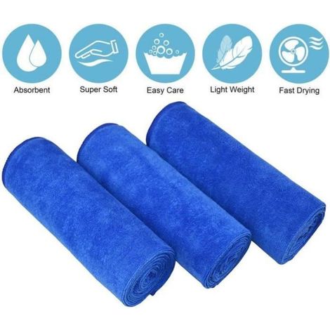 Serviettes de sport - - Lot de 3 - Microfibre - Séchage rapide - 40 x 80 cm (1/4)