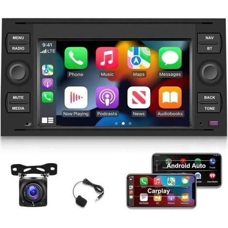 Autoradio Android pour Ford Fiesta Transit Focus Fusion Mondeo Kuga Connect Galaxy C- S- CarPlay et Android Auto sans Fil