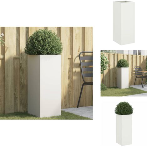 Jardinière blanc 32x29x75 cm acier - Jardinier - Pot De Fleurs - Balcon - Patio - Acier Inoxydable (1/5)