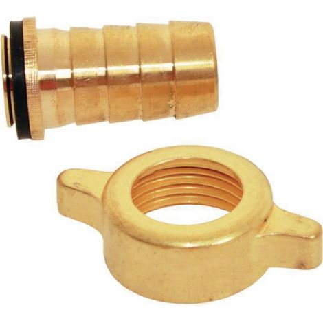 raccord pour tuyau d'arrosage - 2 pièces + 1 collier laiton - diamètre 19 mm - 20 x 27 mm - techno 3953257 (1/2)