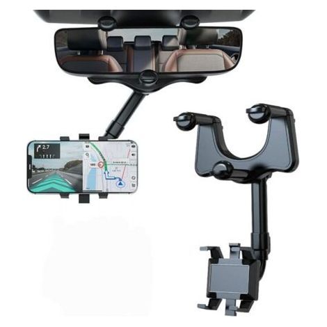 Car Phone Holder for Rearview Mirror, 360° Rotatable and Retractable Car Phone Holder for All Smartphones (1/5)