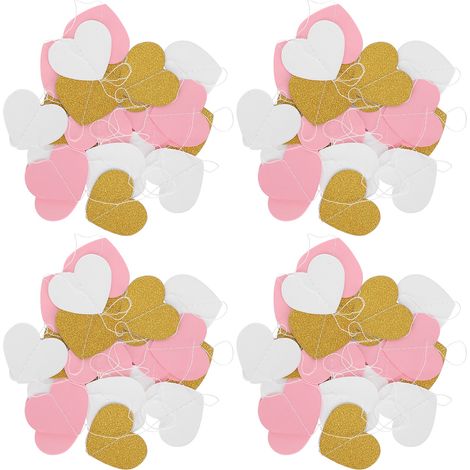 4 guirlandes en papier décoration suspendue pour anniversaire mariage Saint-Valentin (Cœur 7.8 cm) (1/5)