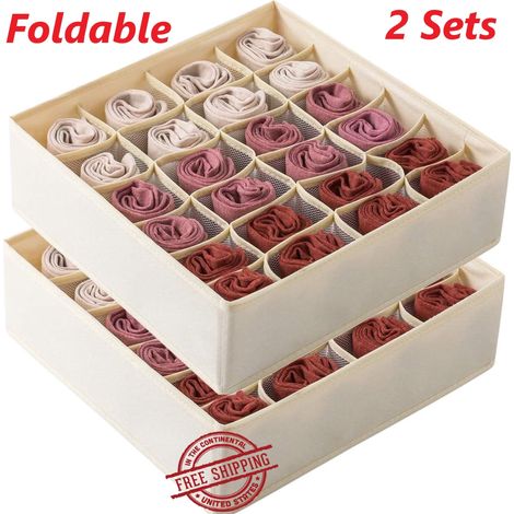 Organisateur de tiroir à sous-vêtements et chaussettes à 5 compartiments, multi-usage, superposable, pour sous-vêtements, chaussettes et bijoux. Boîte de rangement pour tiroir. (1/5)