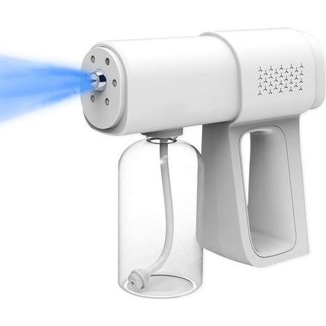 Professionelles Desinfektionsmittel-Sprühgerät, kabellose 380-ml-Feinpartikel-Sprühpistole, tragbares Desinfektionsmittel-Sprühgerät mit blauem Licht zur berührungslosen Desinfektion (weiß) (1/5)
