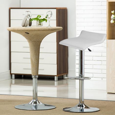 Ensemble de 2 Tabouret en similicuir Haloyo®,avec repose-pieds,siège bien rembourré,hauteur réglable,blanc (1/5)