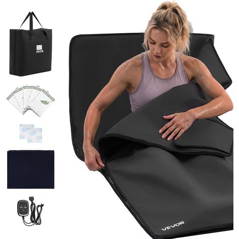 VEVOR Infrarot-Saunadecke 185x90cm Tragbare Infrarotdecke PU-Leder Schwarz, Wärmedecke für Schwitzen Entspannung Detox, 30-75°C Temperaturregelung, 20-60 min Timer, Handtuchfutter, mit Tragetasche (1/5)