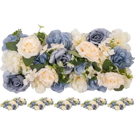 Ghirlanda artificiale, dal design elegante, perfetta per matrimoni, facile da installare, color champagne e blu. (1/2)