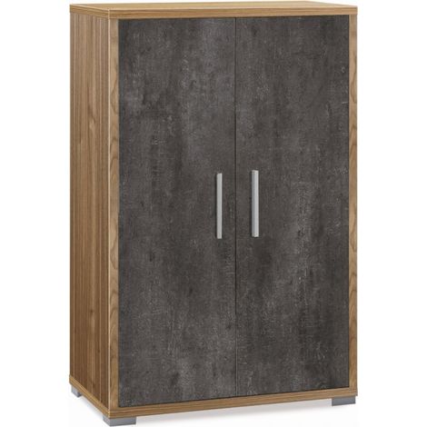 Mueble 2 Puertas 71L x 41P x h110 – Acabado en Madera Nogal y Negro Opaco – Sarmog