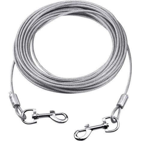 Tie-off cable for dogs up to 80 kg, 10M (White), Pet Lead for Small, Medium or Large Dogs (White, 10M)