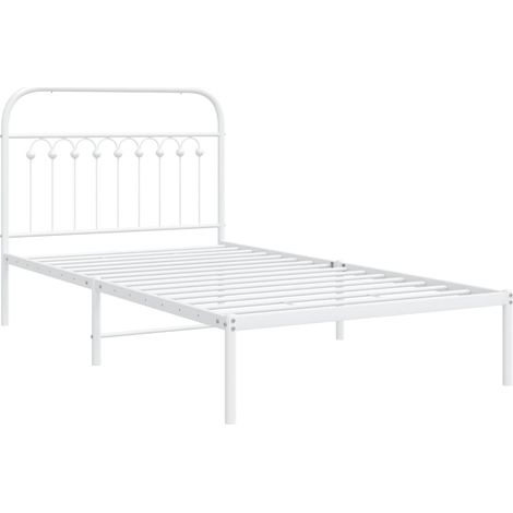 Cadre de lit métal sans matelas et tête de lit blanc 100x190 cm vidaXL (1/5)
