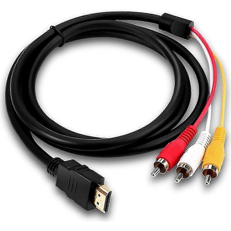 Câble HDMI vers RCA, câble de conversion HD 1080P HDMI vers 3RCA pour décodeur, adaptateur de câble audio/vidéo rouge, jaune et blanc, convient aux téléviseurs, téléviseurs HD et lecteurs DVD - 1,5 mè (1/5)