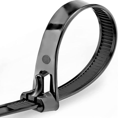 Collier de Serrage Réutilisable en Nylon 400 mm × 7,6 mm Attache Câble Plastique Serre Câbles Noir Lot de 100 Pièces (1/5)