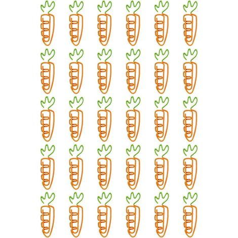 Set di 30 graffette a forma di carota in stile cartone animato. Graffette in metallo colorato per l'organizzazione di documenti, diari e scrapbooking (Fru (1/5)