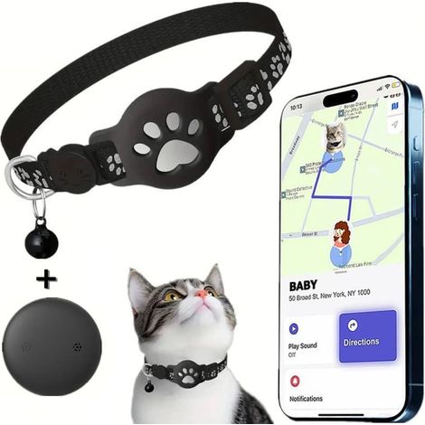 Traceur GPS en temps réel pour chats - Sans abonnement mensuel, avec application de localisation et collier Bluetooth. (1/5)