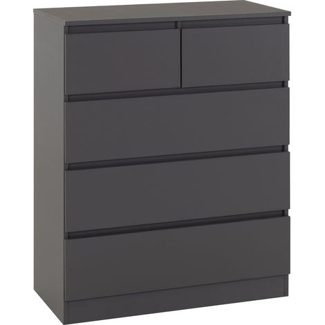Malvern 3+2 Drawer Chest of Drawers - L40 x W99.5 x H80 cm - Grey