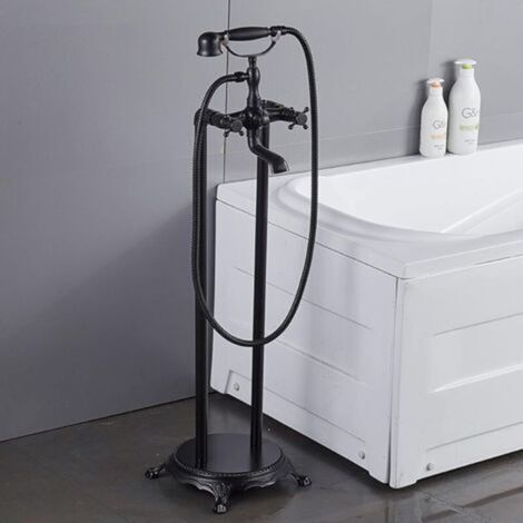 Robinet de baignoire autoportant vintage, robinet de baignoire sur pied, ensemble de robinetterie de baignoire sur pied, robinet de baignoire autoportant, robinet mitigeur à double bouton avec robinet (1/5)