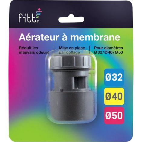 Interplast – Aérateur à membrane PVC évacuation Ø32/40/50 mm – Empêche les remontées d'odeurs – Conforme à l'article 42 du Règlement Sanitaire – Blister avec notice