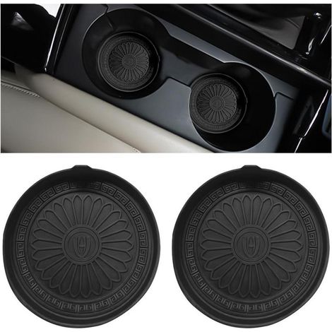 2x Silikon Auto Getränkehalter Untersetzer, Anti-Rutsch, Universal, Schwarz (1/5)
