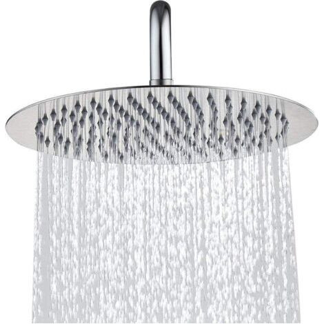 Ciel-Pomme de douche ronde haute pression ultra-mince en acier inoxydable de 10 pouces, pomme de douche réglable anticalcaire (1/5)