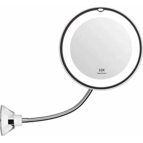 Pcs 10x Magnification Flexible Illuminated Mirror Round Suction Cup With Bendable Neck (1/5)
