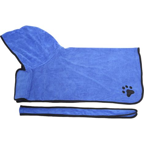 Peignoir absorbant l'eau en Fiber pour animaux de compagnie, serviette de bain à capuche portable pour chien avec ceinture (1/5)