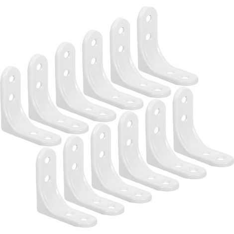 Set di 12 staffe angolari in acciaio inox, 5 cm, con viti, supporti triangolari resistenti per pareti, fissaggio per mensole e armadietti, cucina, bagno (1/4)