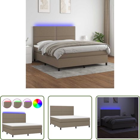 Matratze -  Boxspringbett mit Matratze & LED Taupe 180x200 cm Stoff (1/5)