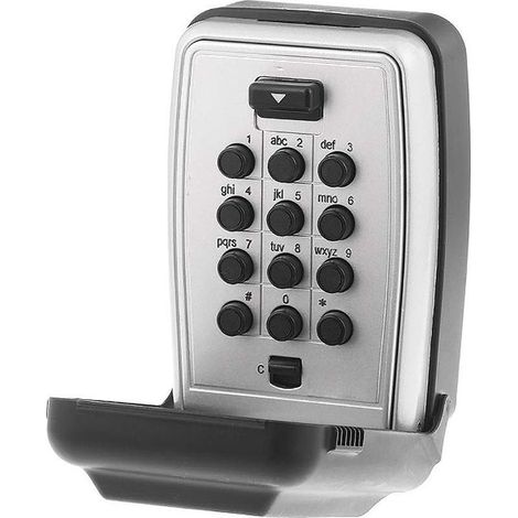 Wall-mounted key box with push button for house keys, outdoor key safe with combination lock, 5-key capacity, 5423D, black - INHHUB (1/5)