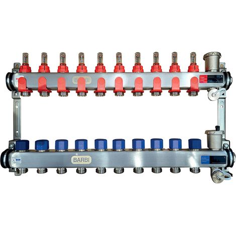 Collecteur inox PCBT 1" pré-assemblé - 10 départs mâle 3/4EK - Blansol