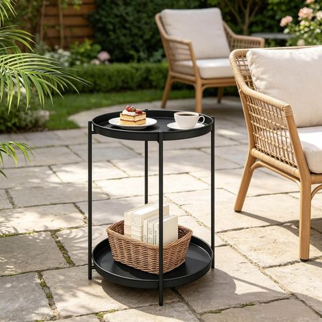 Table basse ronde 44 cm en métal noir HAVRYA (1/5)