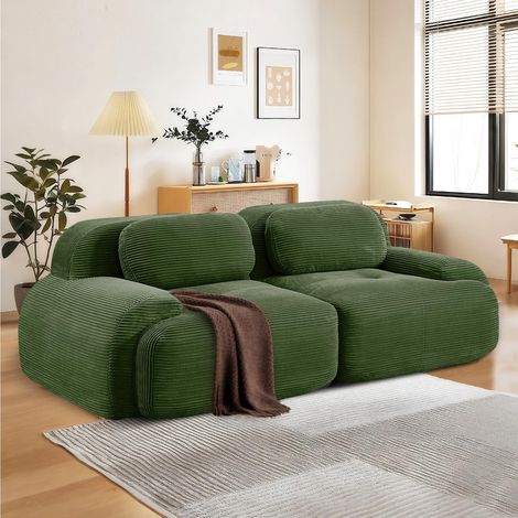 Canapé d'angle modulable,canapé 2 places,canapé convertible,canapé compressible,tissu en velours côtelé, rembourrage en mousse haute densité 32D,aucun assemblage requis, aucun cadre nécessaire