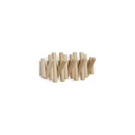 Patère murale 5 crochets en bois de pin – Dimensions 37,1x16,5x4,4 cm – Capacité 2,25 kg par crochet – Installation facile (1/5)