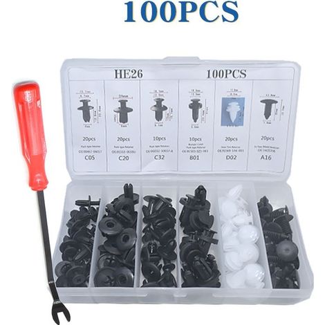 Clip De Fixation Pour Carrosserie Automobile - Rivet En Plastique Nylon Noir - Pour Montage Garniture Et Moulure - Lot De 100 Pièces (1/4)