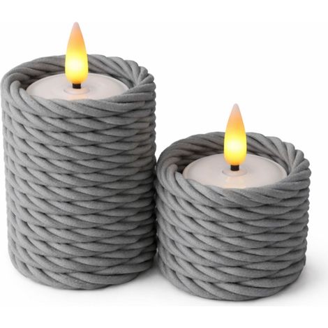 Porte-bougies chauffe-plat gris, lot de 2, torsadés, style bohème japonais (1/3)