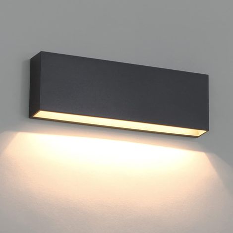 18W LED Wall Light Outdoor Dark Gray, IP65 Weatherproof Wall Light, 3000K Warm White Exterior Modern Outdoor Wall Lamp Terrace Backyard, Plastic-30CM HIASDFLS