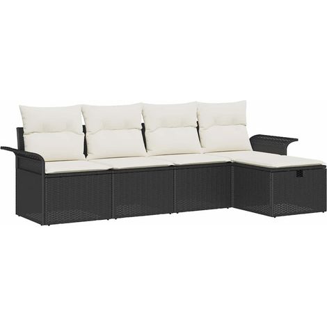 Maison Exclusive - Garten-Sofa-Set mit Kissen 5 pcs Schwarz Poly