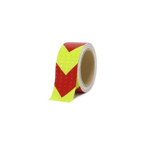 Ruban de signalisation réfléchissant rouge et jaune 5cm x 10m – Haute visibilité étanche pour chantiers humides – Surface ultraréfléchissante