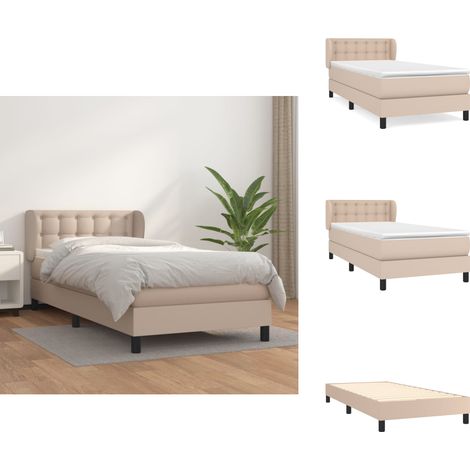 Boxspringbett Matratze Cappuccino-Braun 100x200cm Kunstleder - Boxspringbett - Doppelbett - Bettenrahmen - Kunstlederbett - Lattenrost (1/5)