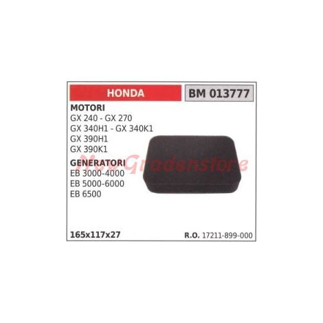 Filtro aria HONDA motore GX 240 270 340H1 generatore EB 3000 4000 013777