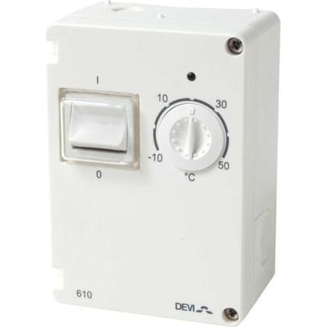 DEVI 140F1080 Elektron.Thermostat DEVIreg 610, AP-Montage, -10°C bis 50°C, IP44-'1013214'